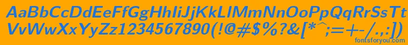 フォントLmsans10Boldoblique – オレンジの背景に青い文字