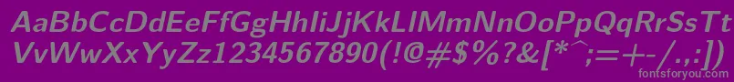 フォントLmsans10Boldoblique – 紫の背景に灰色の文字