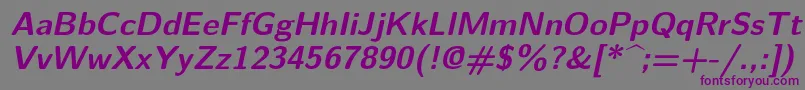 Шрифт Lmsans10Boldoblique – фиолетовые шрифты на сером фоне