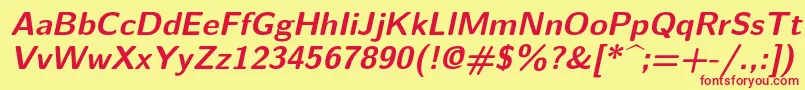 Lmsans10Boldoblique Font – Red Fonts on Yellow Background