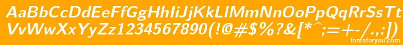 Czcionka Lmsans10Boldoblique – białe czcionki na pomarańczowym tle