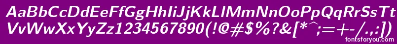 フォントLmsans10Boldoblique – 紫の背景に白い文字