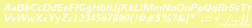 フォントLmsans10Boldoblique – 黄色い背景に白い文字