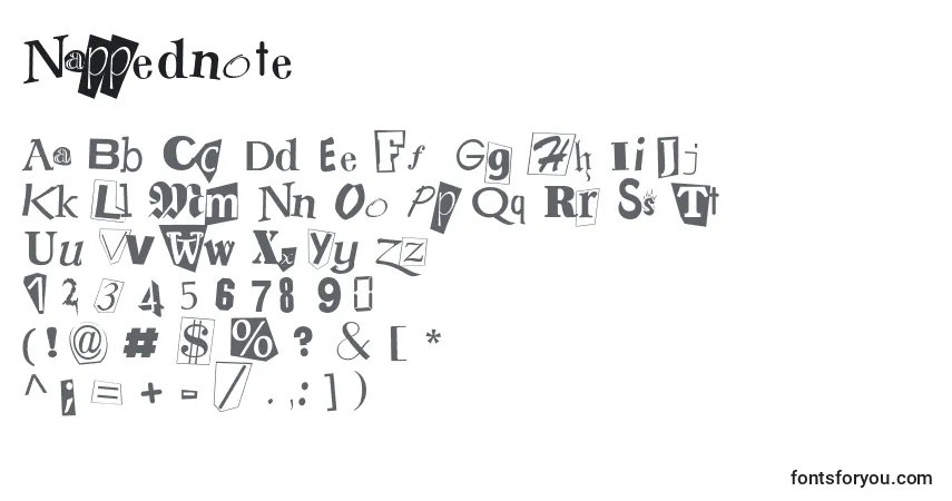 Czcionka Nappednote – alfabet, cyfry, specjalne znaki