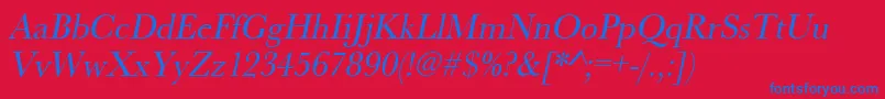 UrwbaskertnarOblique Font – Blue Fonts on Red Background