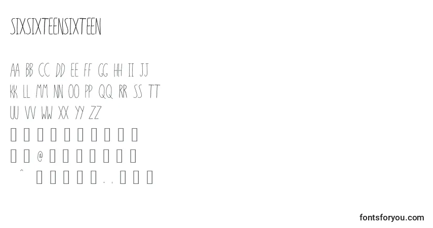 Czcionka SixSixteenSixteen – alfabet, cyfry, specjalne znaki