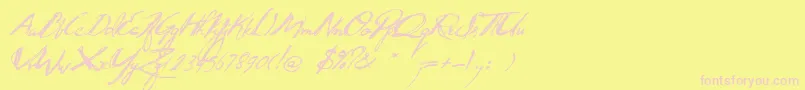 Quidproquo-Schriftart – Rosa Schriften auf gelbem Hintergrund