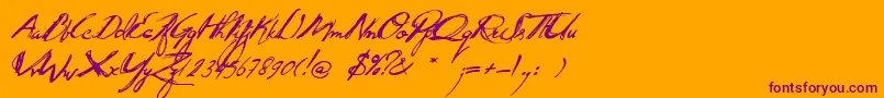 Quidproquo-Schriftart – Violette Schriften auf orangefarbenem Hintergrund