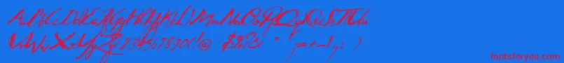 Quidproquo-Schriftart – Rote Schriften auf blauem Hintergrund