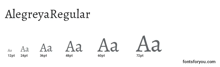 Размеры шрифта AlegreyaRegular
