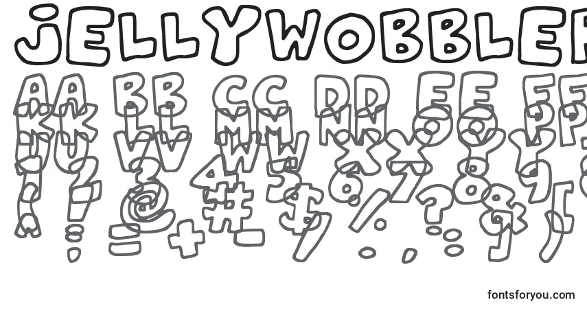 A fonte JellyWobblers – alfabeto, números, caracteres especiais