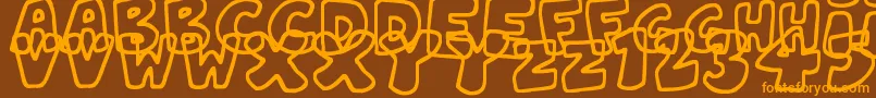 Czcionka JellyWobblers – pomarańczowe czcionki na brązowym tle