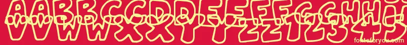 JellyWobblers-Schriftart – Gelbe Schriften auf rotem Hintergrund