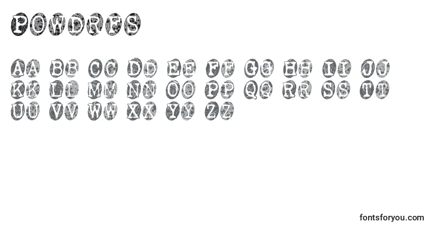 Schriftart Powdrfs – Alphabet, Zahlen, spezielle Symbole