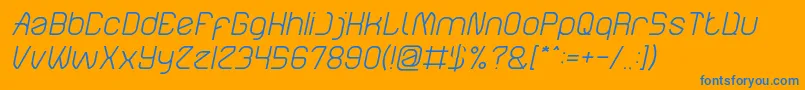 ElectroStaticRainLightItalic-Schriftart – Blaue Schriften auf orangefarbenem Hintergrund