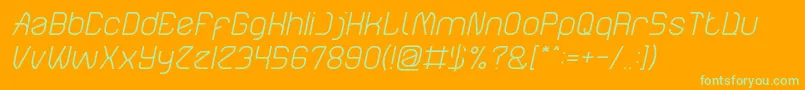 ElectroStaticRainLightItalic-Schriftart – Grüne Schriften auf orangefarbenem Hintergrund