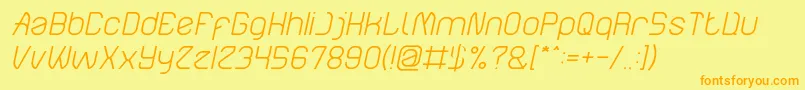 フォントElectroStaticRainLightItalic – オレンジの文字が黄色の背景にあります。