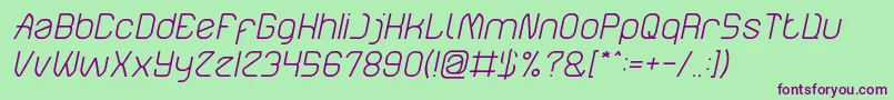 ElectroStaticRainLightItalic Font – Purple Fonts on Green Background
