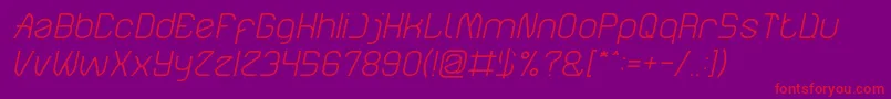 ElectroStaticRainLightItalic Font – Red Fonts on Purple Background