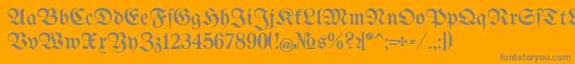 BertholdrMainzerFraktur-Schriftart – Graue Schriften auf orangefarbenem Hintergrund