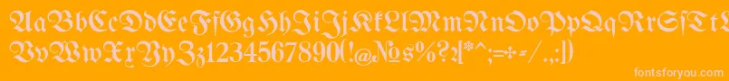 BertholdrMainzerFraktur-Schriftart – Rosa Schriften auf orangefarbenem Hintergrund