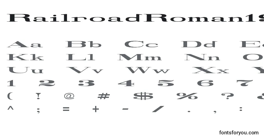 Czcionka RailroadRoman1916UltraExpanded – alfabet, cyfry, specjalne znaki