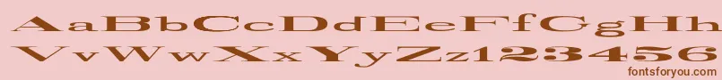 RailroadRoman1916UltraExpanded-Schriftart – Braune Schriften auf rosa Hintergrund