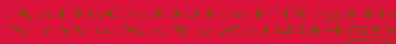 RailroadRoman1916UltraExpanded Font – Brown Fonts on Red Background