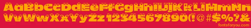 TheLookNormalDb-Schriftart – Orangefarbene Schriften auf rotem Hintergrund