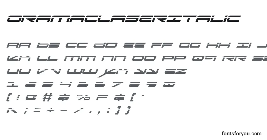 OramacLaserItalic-fontti – aakkoset, numerot, erikoismerkit