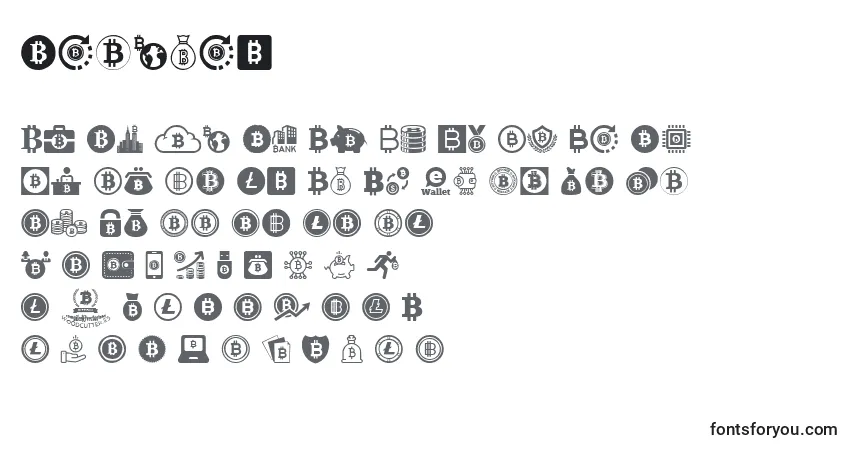 Fuente Bitcoin - alfabeto, números, caracteres especiales