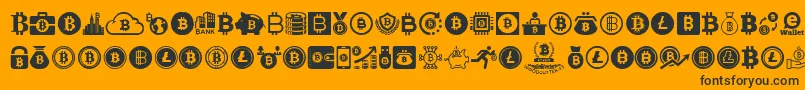 Bitcoin-Schriftart – Schwarze Schriften auf orangefarbenem Hintergrund