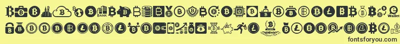 fuente Bitcoin – Fuentes Negras Sobre Fondo Amarillo