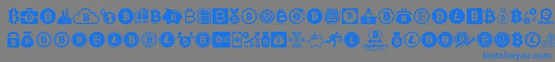 フォントBitcoin – 灰色の背景に青い文字