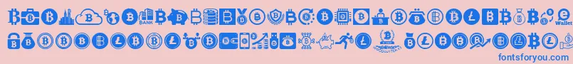 Bitcoin Font – Blue Fonts on Pink Background