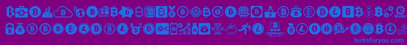 Fonte Bitcoin – fontes azuis em um fundo violeta