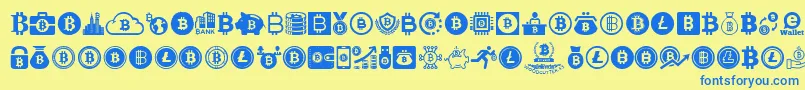 Bitcoin Font – Blue Fonts on Yellow Background