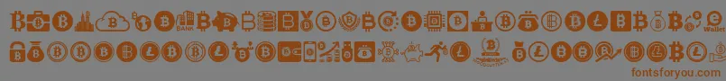 Bitcoin-Schriftart – Braune Schriften auf grauem Hintergrund