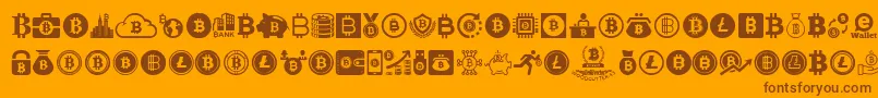 fuente Bitcoin – Fuentes Marrones Sobre Fondo Naranja