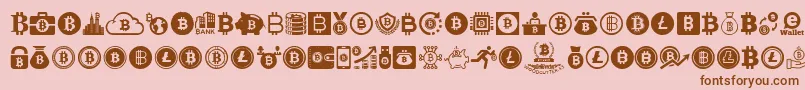 フォントBitcoin – ピンクの背景に茶色のフォント