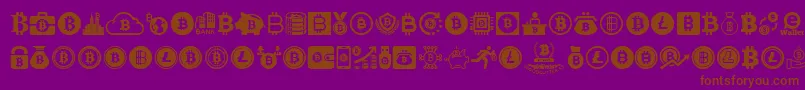 Fonte Bitcoin – fontes marrons em um fundo roxo