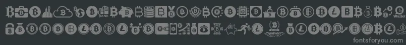 Bitcoin-Schriftart – Graue Schriften auf schwarzem Hintergrund