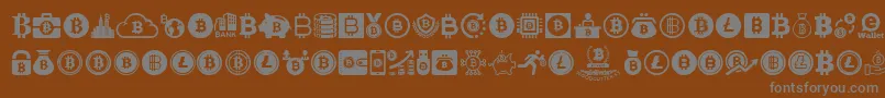 Fonte Bitcoin – fontes cinzas em um fundo marrom