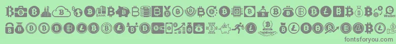 Fonte Bitcoin – fontes cinzas em um fundo verde