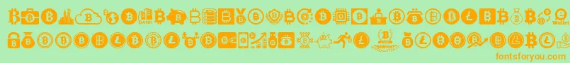 Bitcoin Font – Orange Fonts on Green Background