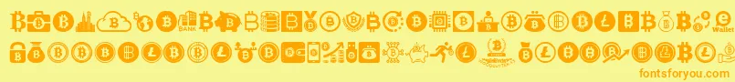 Bitcoin-fontti – oranssit fontit keltaisella taustalla