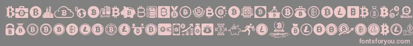 フォントBitcoin – 灰色の背景にピンクのフォント