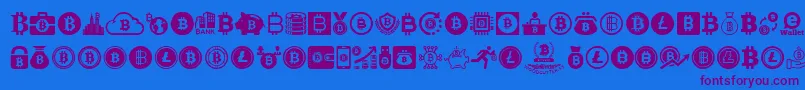 Fonte Bitcoin – fontes roxas em um fundo azul