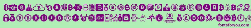 Bitcoin Font – Purple Fonts on Green Background