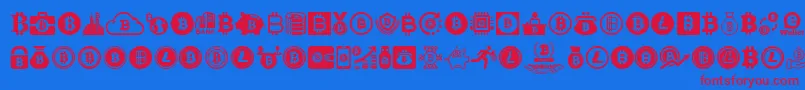 Police Bitcoin – polices rouges sur fond bleu